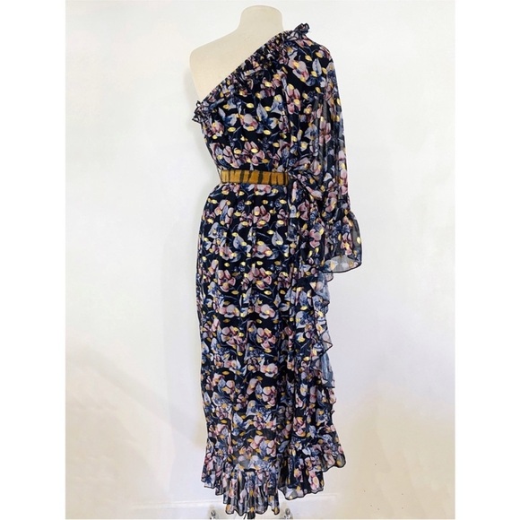 Dalia Macphee beautiful one-shoulder floral maxi dress NWT - Picture 4 of 12